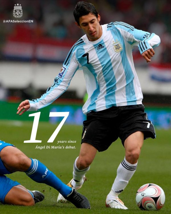 助队斩获四冠! 阿根廷官方纪念迪马利亚国家队首秀17周年 助队斩获四冠! 阿根廷官方纪念迪马利亚国家队首秀17周年